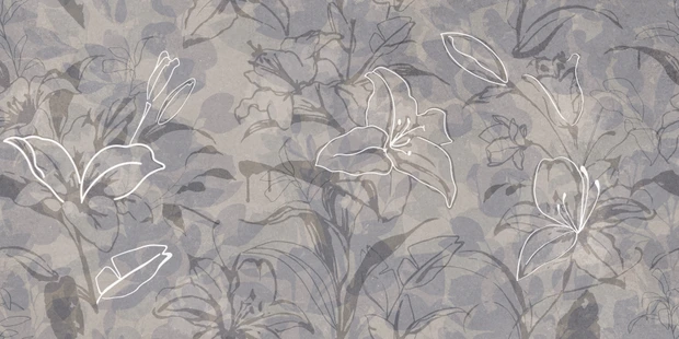 Керамогранит Meissen Keramik Floresta цветы синий ректификат 60x120 A17551