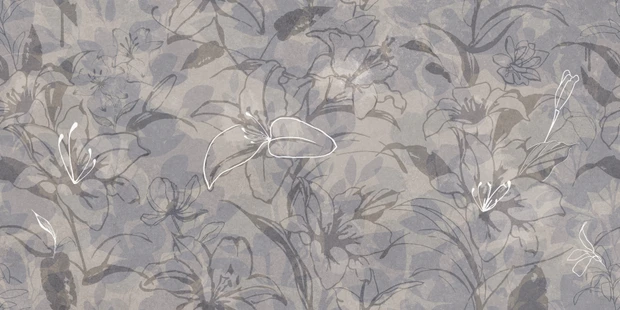 Керамогранит Meissen Keramik Floresta цветы синий ректификат 60x120 A17551