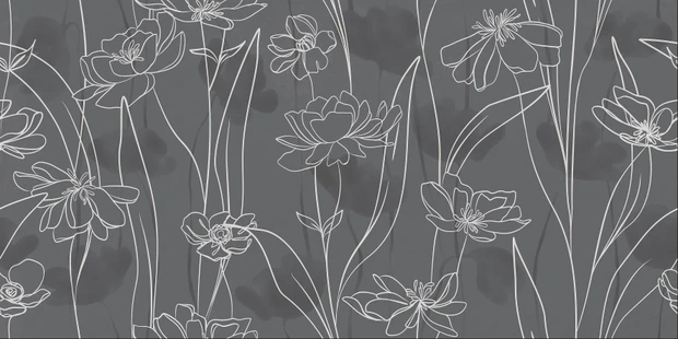 Керамогранит Meissen Keramik Floresta цветы серый ректификат 60x120 A17552