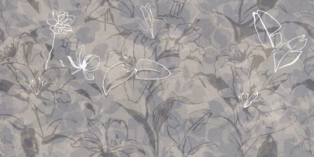 Керамогранит Meissen Keramik Floresta цветы синий ректификат 60x120 A17551