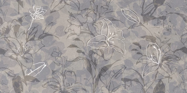 Керамогранит Meissen Keramik Floresta цветы синий ректификат 60x120 A17551