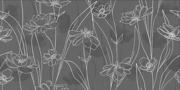 Керамогранит Meissen Keramik Floresta цветы серый ректификат 60x120 A17552