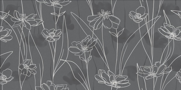 Керамогранит Meissen Keramik Floresta цветы серый ректификат 60x120 A17552