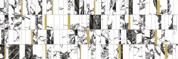 Настенная вставка Meissen Keramik White stream темно-серый 25x75 A16517