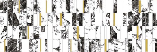 Настенная вставка Meissen Keramik White stream темно-серый 25x75 A16517