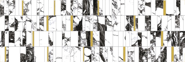 Настенная вставка Meissen Keramik White stream темно-серый 25x75 A16517