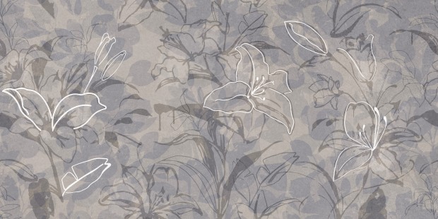 Керамогранит Meissen Keramik Floresta цветы синий ректификат 60x120 A17551