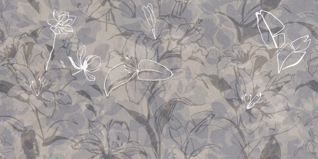 Керамогранит Meissen Keramik Floresta цветы синий ректификат 60x120 A17551