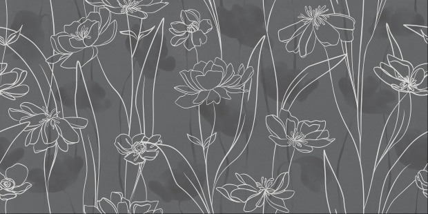 Керамогранит Meissen Keramik Floresta цветы серый ректификат 60x120 A17552