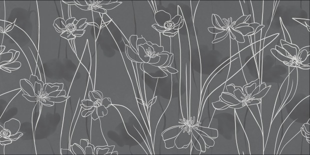 Керамогранит Meissen Keramik Floresta цветы серый ректификат 60x120 A17552